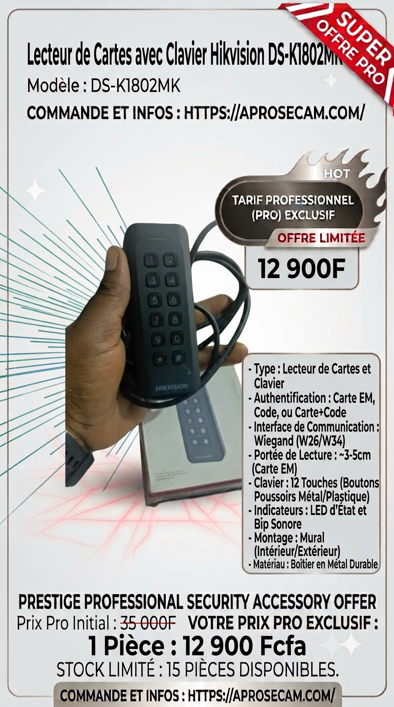 Lecteur de cartes a clavier Hikvision DS-KA1802MK