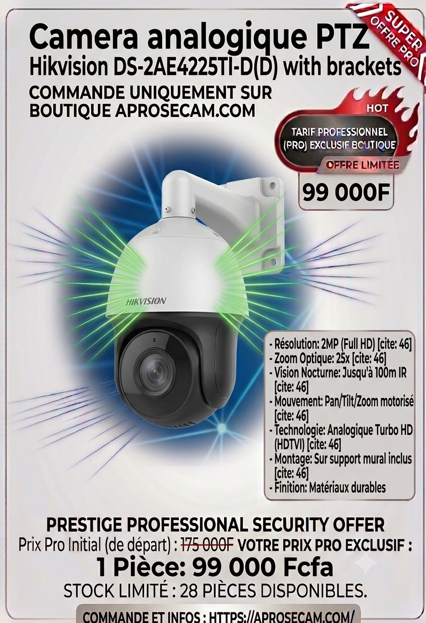 Camera analogique PTZ DS-2AE4225TI-D(D) with brackets