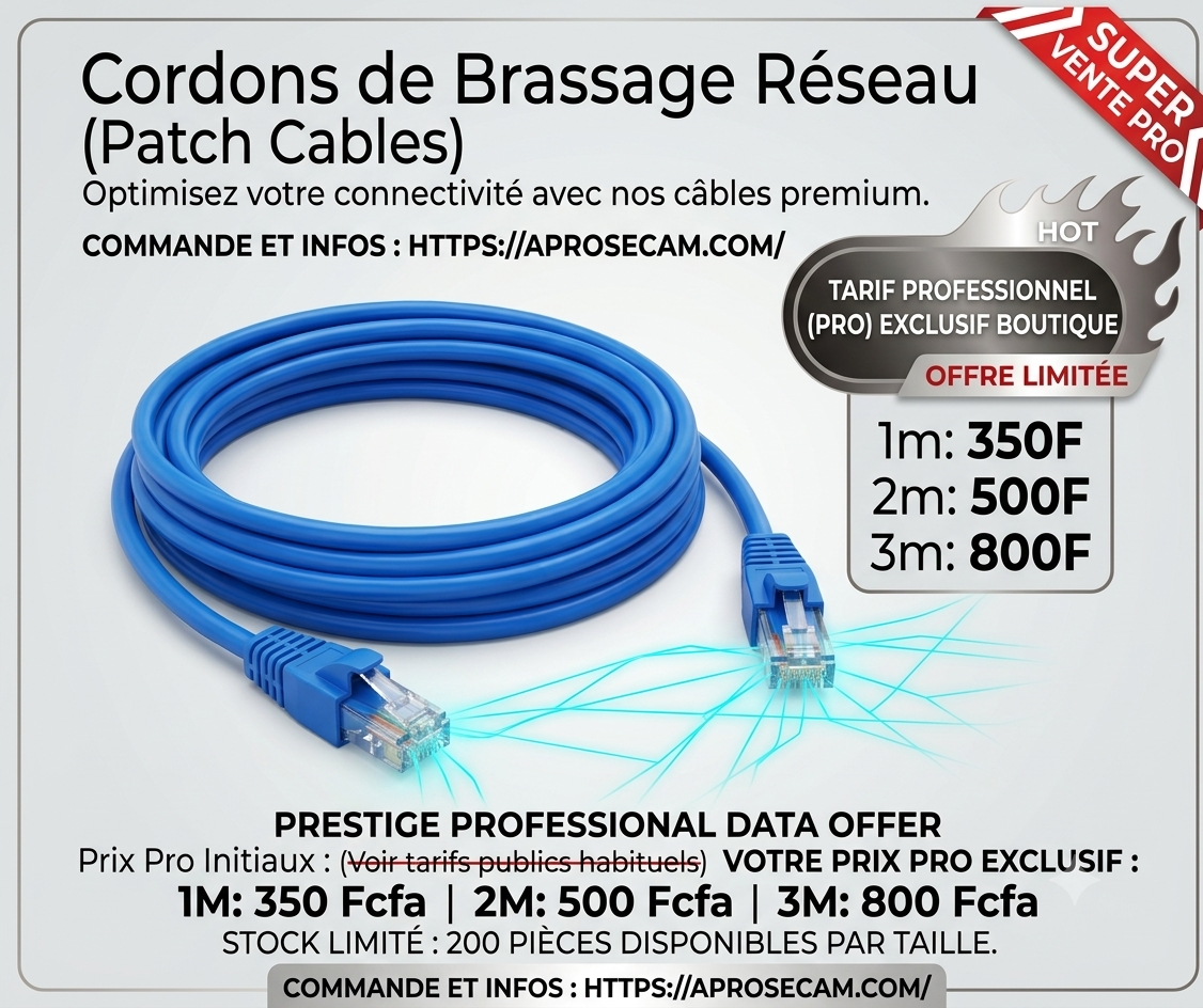 CABLE PATCH 3M,CORDONS DE BRASSAGE 3M, CABLE DE BRASSAGE 3M